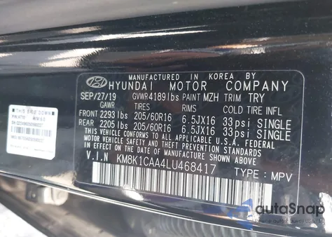 2020 Hyundai Kona Se z USA, uszkodzony, nr VIN KM8K1CAA4LU468417